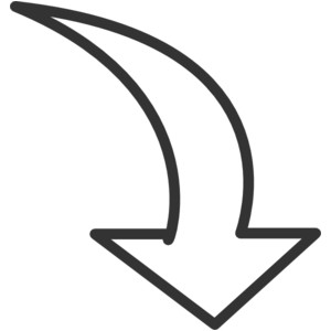 Small curved arrow black and white clipart