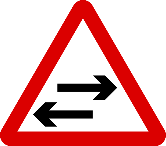 File:Singapore Road Signs - Warning Sign - 2-way traffic crosses 1 ...