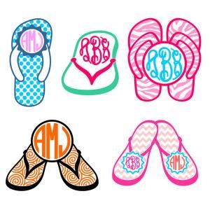 Sandals Beach Flip Flops Monogram Round Circle Frame with Polka ...