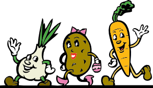 Cartoon Veggies Running clip art Free Vector