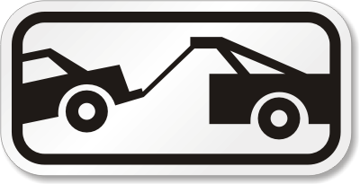 Tow Away Truck Symbol Sign | Aluminum, SKU: K-1941