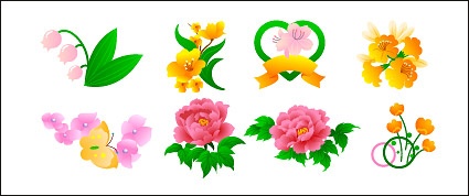 Download Peony flowers, roses, tulips and other flowers Vector Free