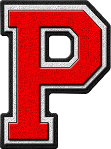 Presentation Alphabets: Scarlet Red Varsity Letter P