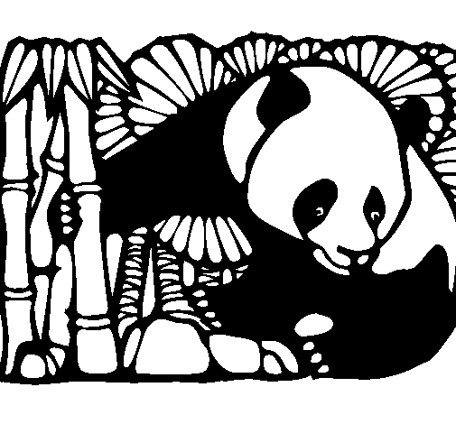 Coloring page Panda and bamboo to color online - Coloringcrew.