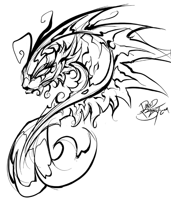 Line Drawings Of Dragons - ClipArt Best