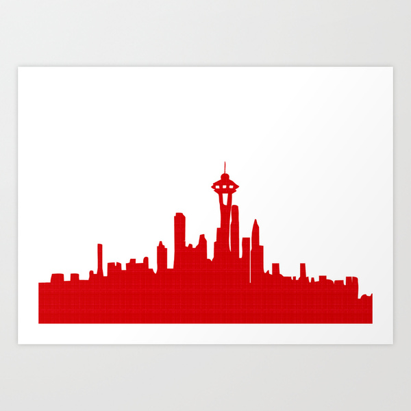 Seattle Skyline silhouette Art Print by ialbert | Society6 ...