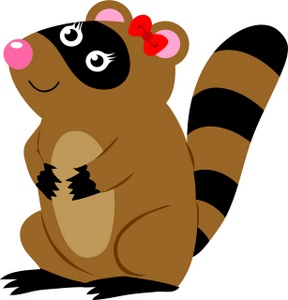 Raccoon Clipart Image - A Female Raccoon With A Bow On Her Head