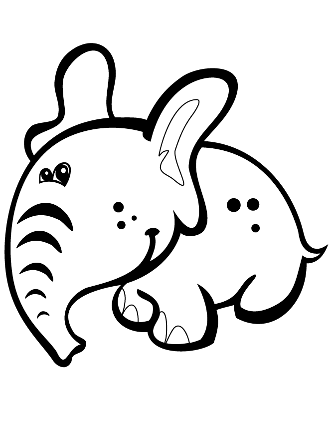Cute Cartoon Baby Elephant Coloring Page | Free Printable Coloring ...