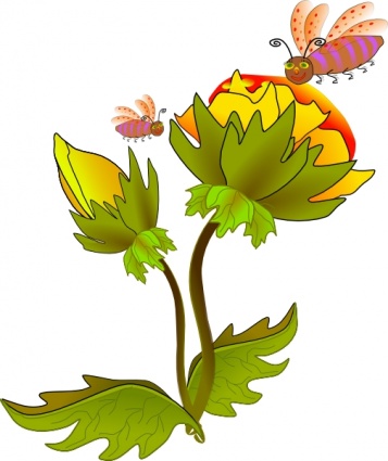 Download Bee And Flower clip art Vector Free