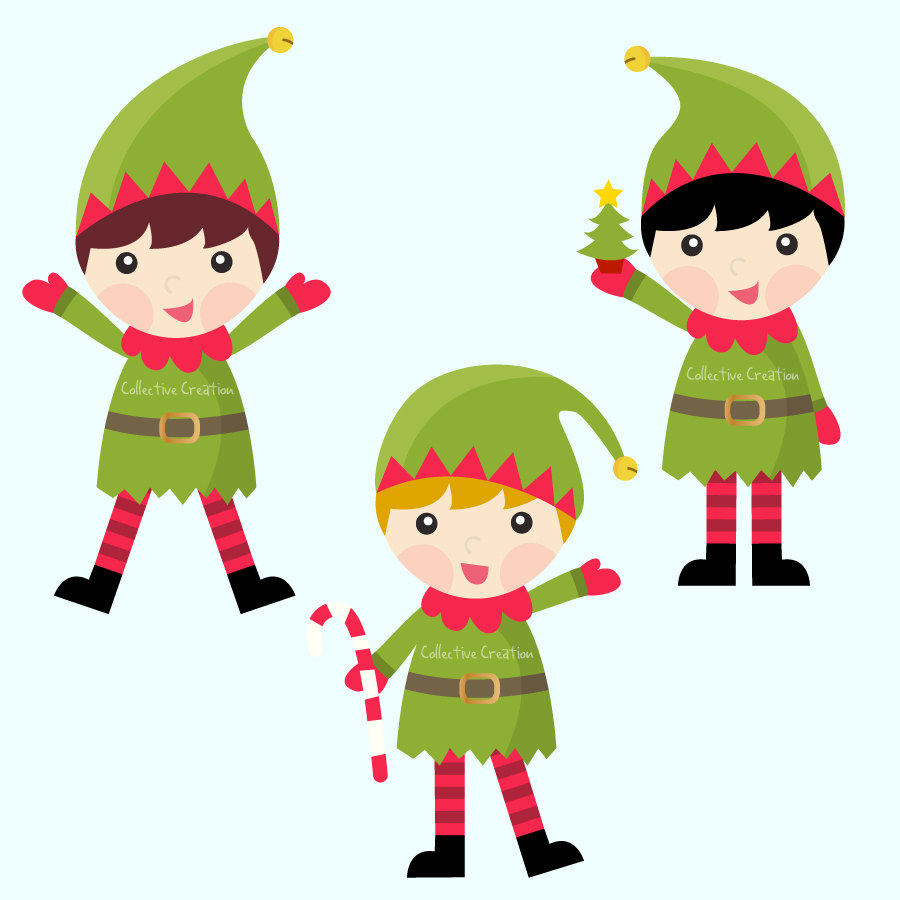 Christmas Elves Clip Art