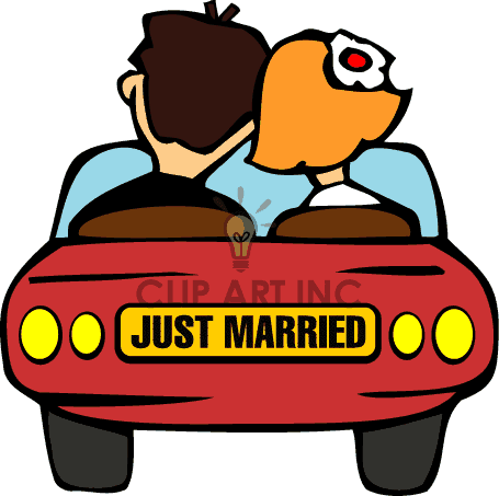 Just married car clipart