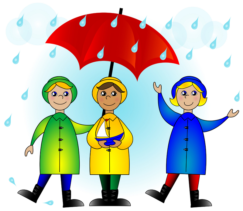 Rainy day kids play clipart