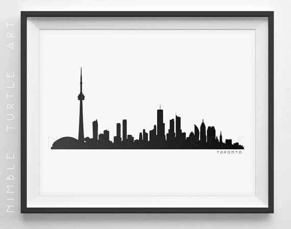 Toronto Skyline Silhouette Printable Skyline by NimbleTurtleArt
