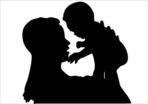 Silhouette clipart mother and child