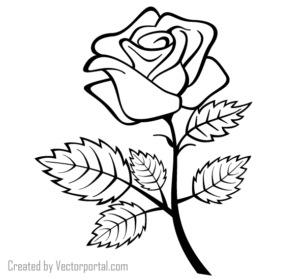 Red rose outline clipart