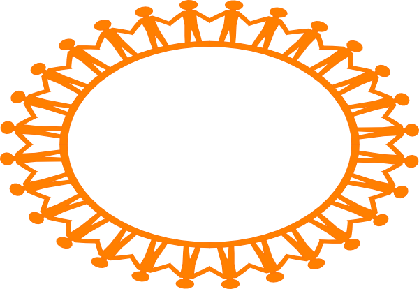 Circle Holding Hands Stick People Orange Clip Art ...