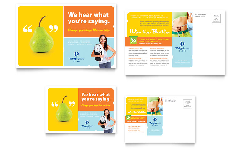 Weight Loss Clinic Postcard Template - Word & Publisher