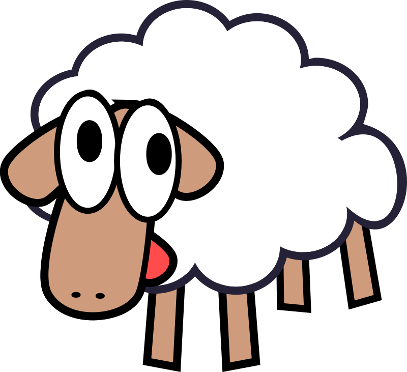 Clipart - White Stupid & Cute Cartoon Sheep