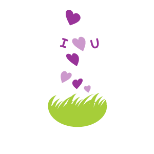 Heart Clipart - Purple Flying Love on the Grass with Black ...