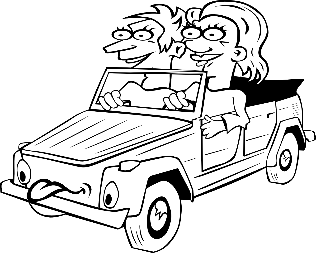 Clip Art: Girl and Boy Driving Car Cartoon 1 ...