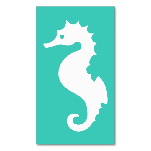 White Seahorse Silhouette On Turquoise Business Card Template from ...