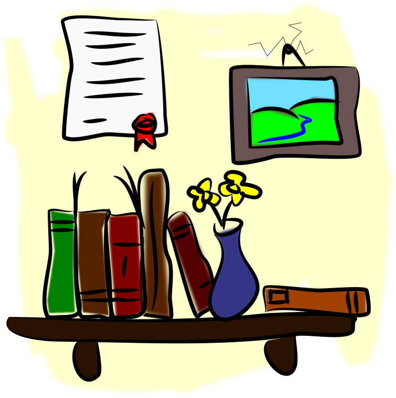 10 Books On Shelf With It Clipart