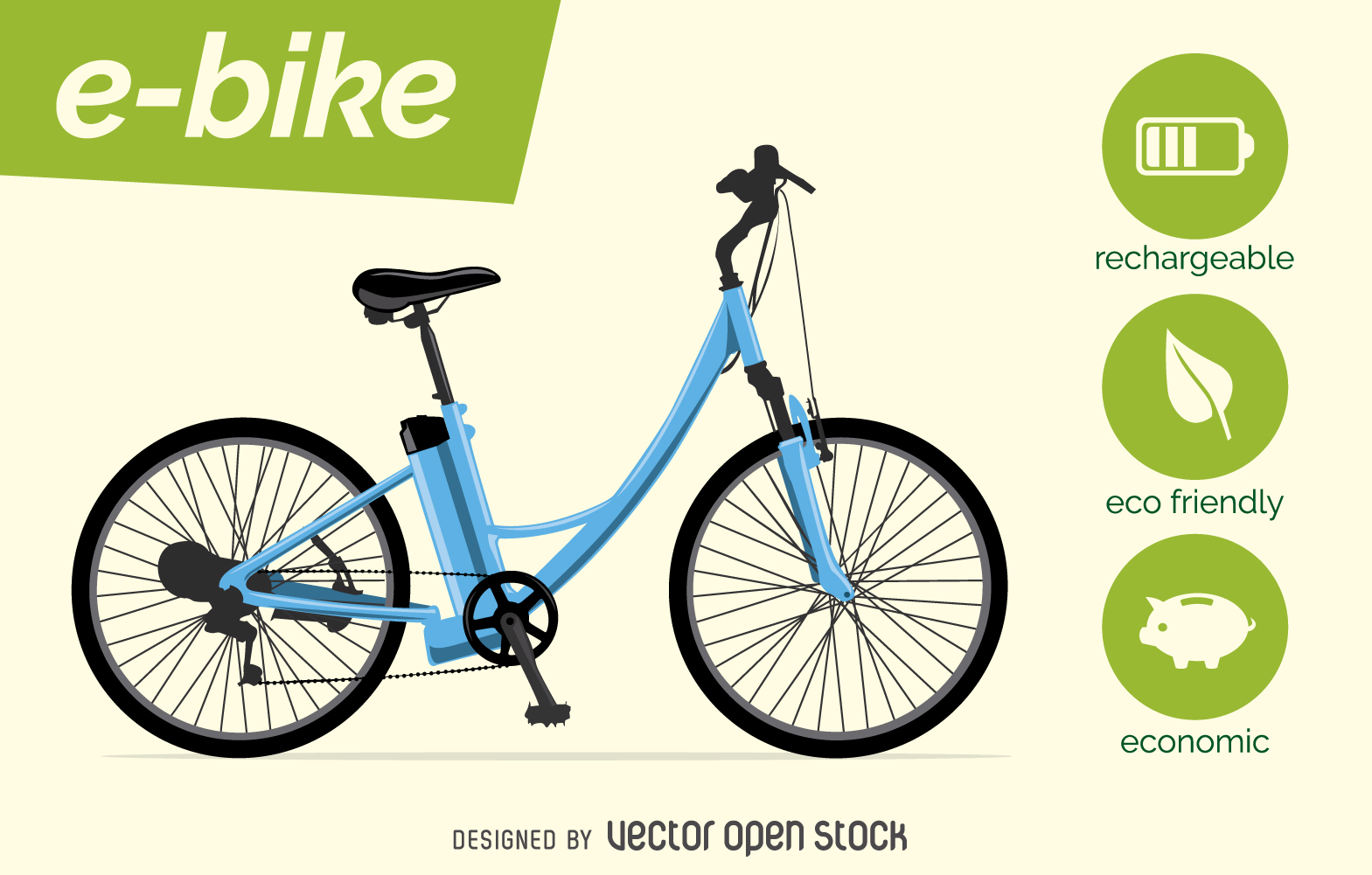 Electric bike vector with characteristics - Vector download