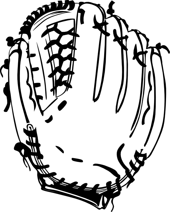 baseball glove black white line art hunky dory SVG colouringbook.
