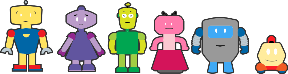 Clip Art: Cute Robots Outlined Art Geometry ...