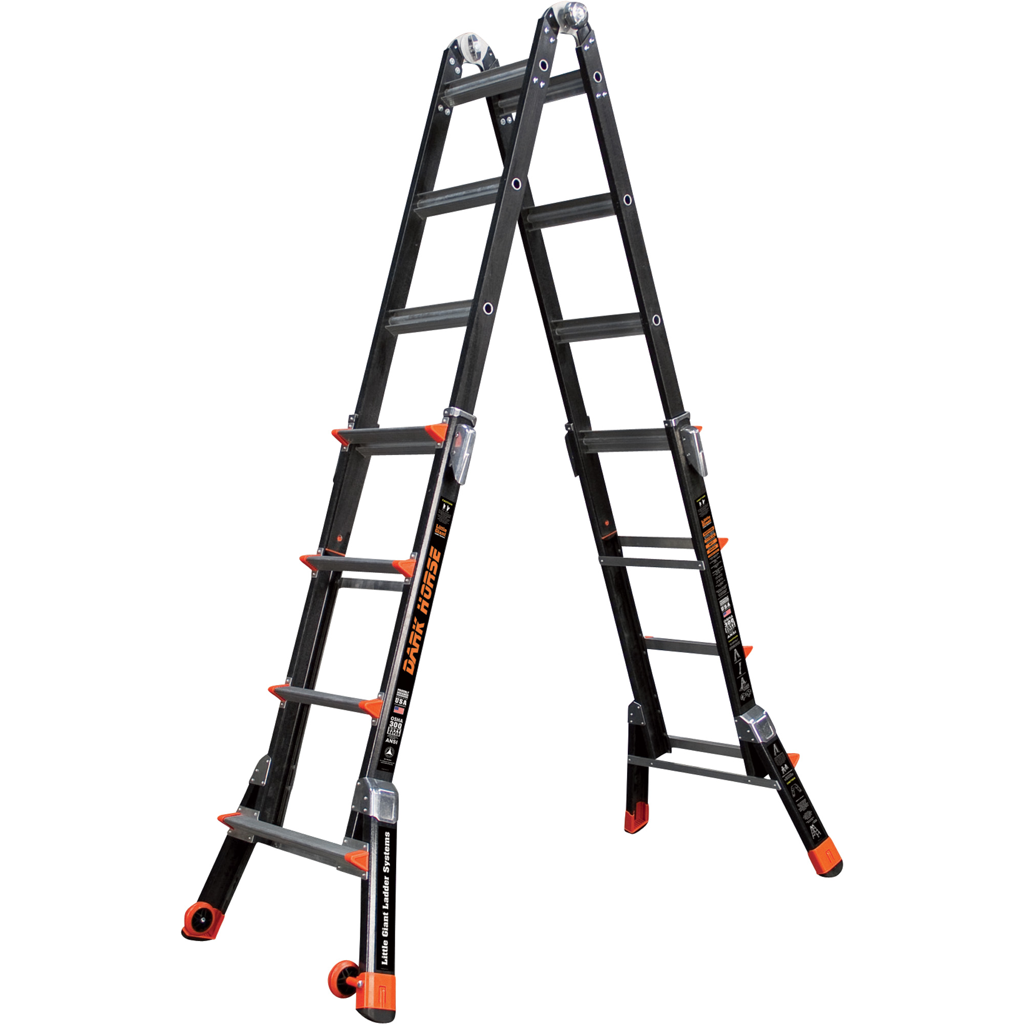 Little Giant Dark Horse Multipurpose Fiberglass Ladder — 3–5 Ft ...
