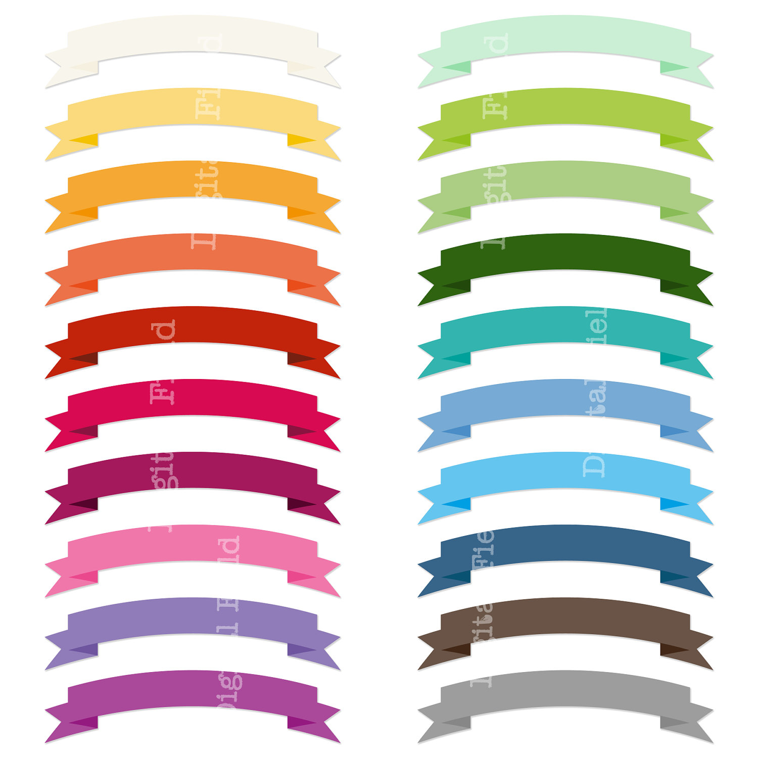 Bright Ribbon Banners Clip Art Set printable by digitalfield