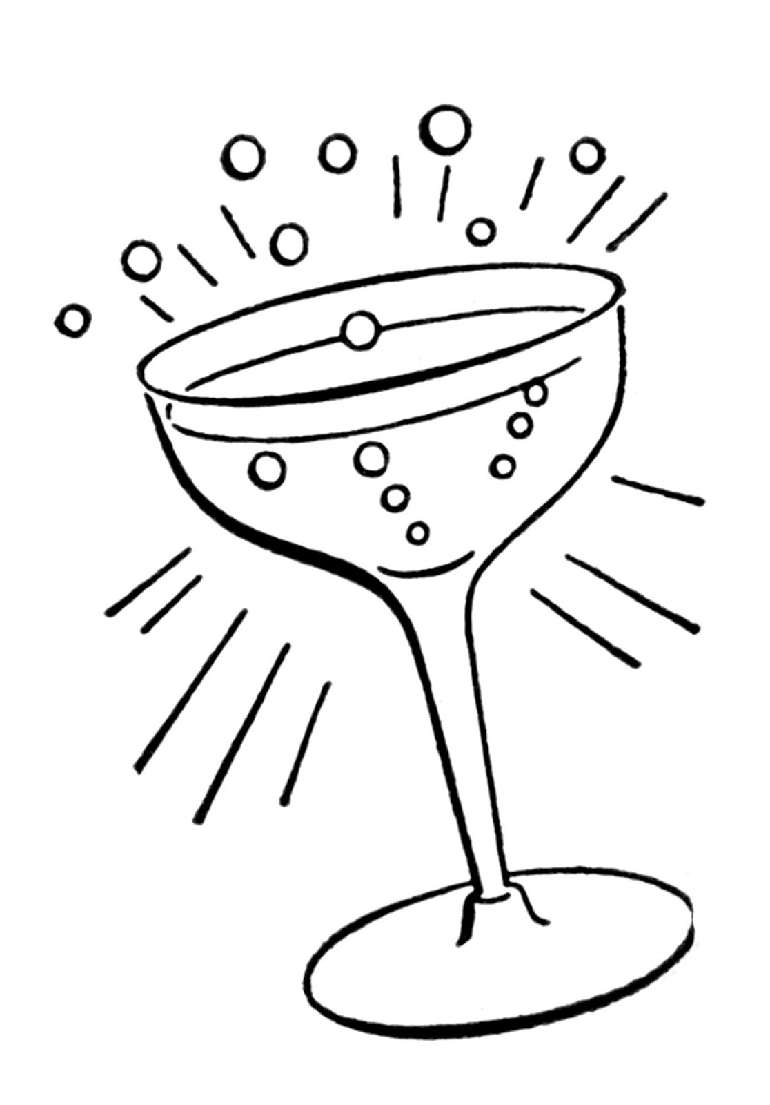 Retro Line Drawings - Cocktail Glass - The Graphics Fairy