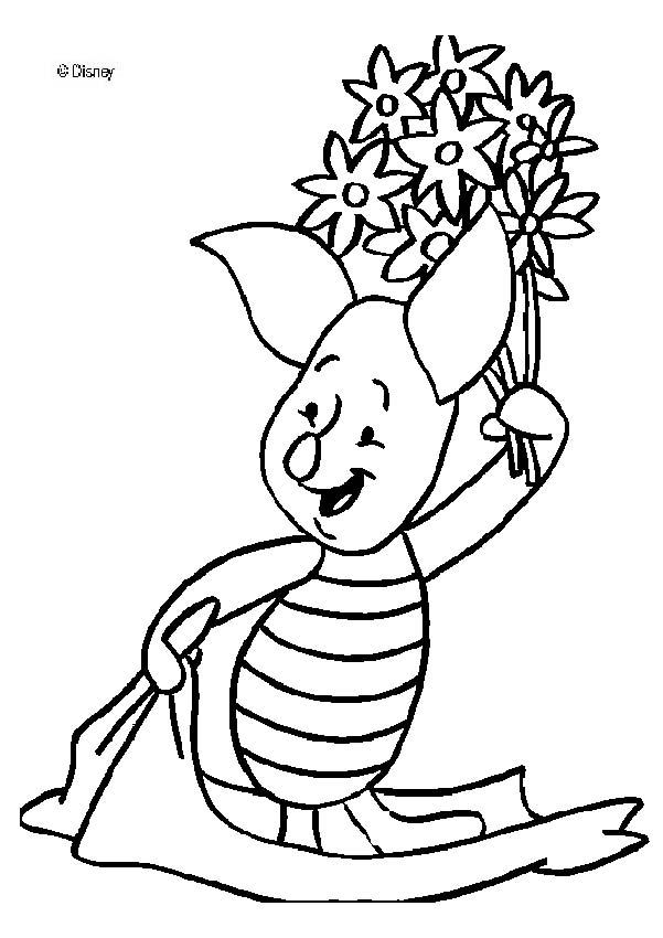 Winnie The Pooh Coloring Pages Piglet S Bouquet Clipart Best