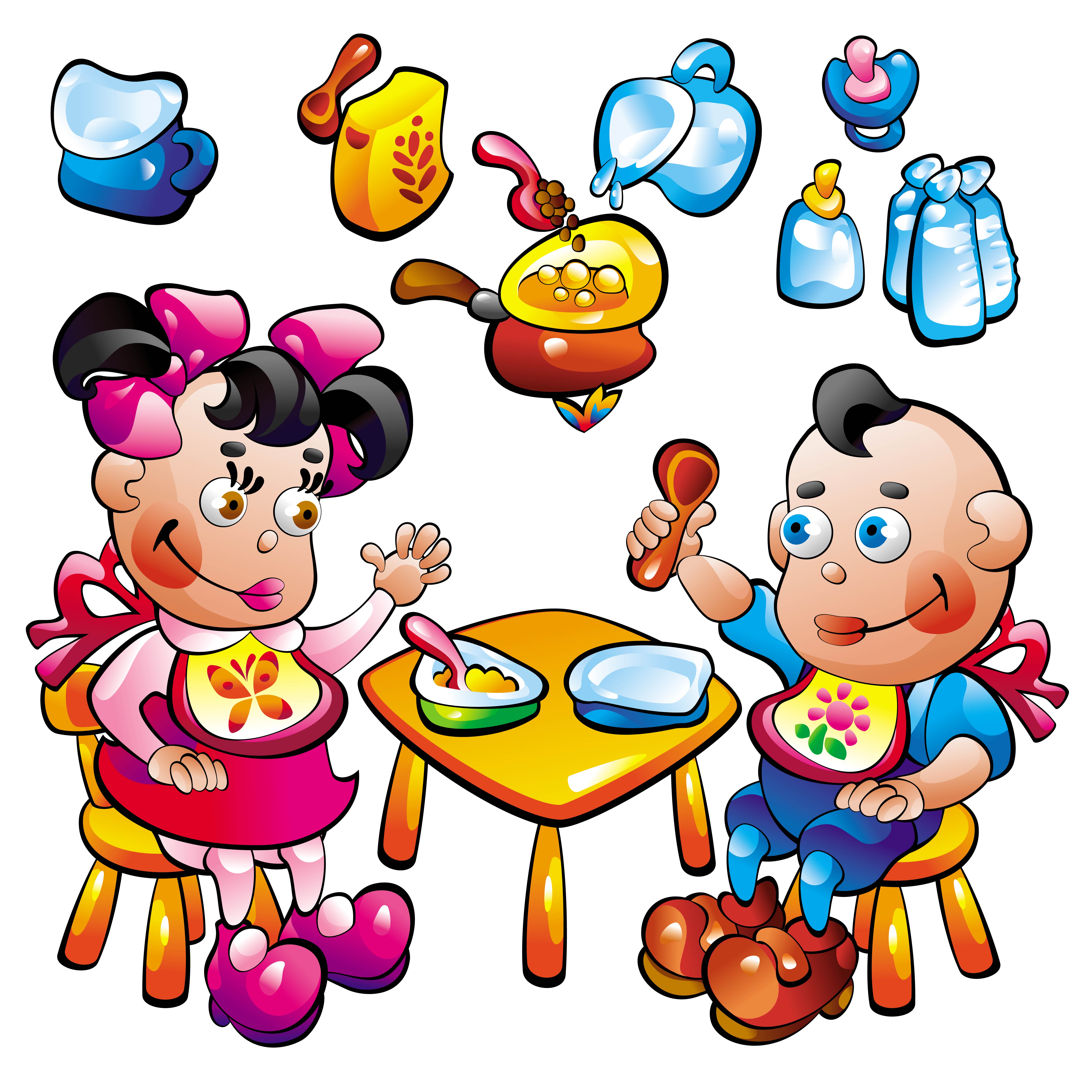 Cartoon baby food toys 02 vector Free Vector / 4Vector