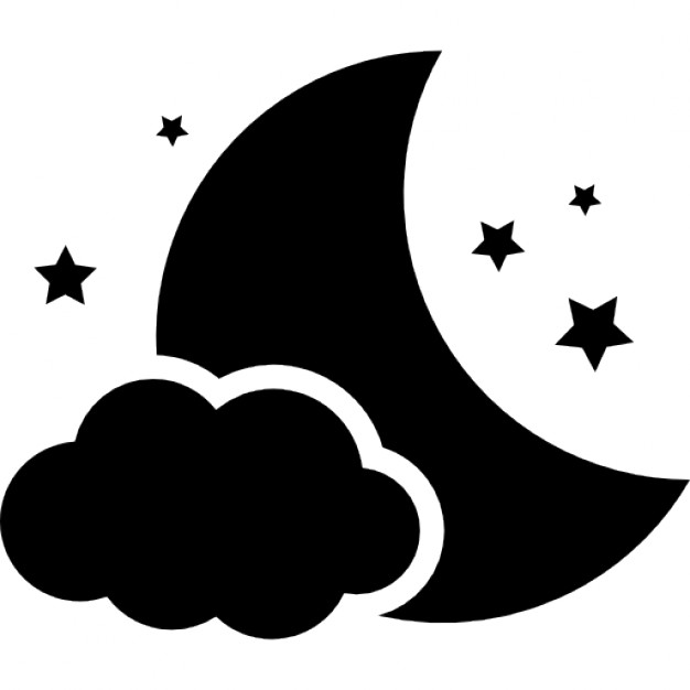 SÃ­mbolo de la noche de la luna con una nube y las estrellas ...