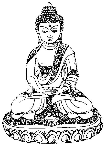 Buddhist Line Art: Cambodian Buddha Image