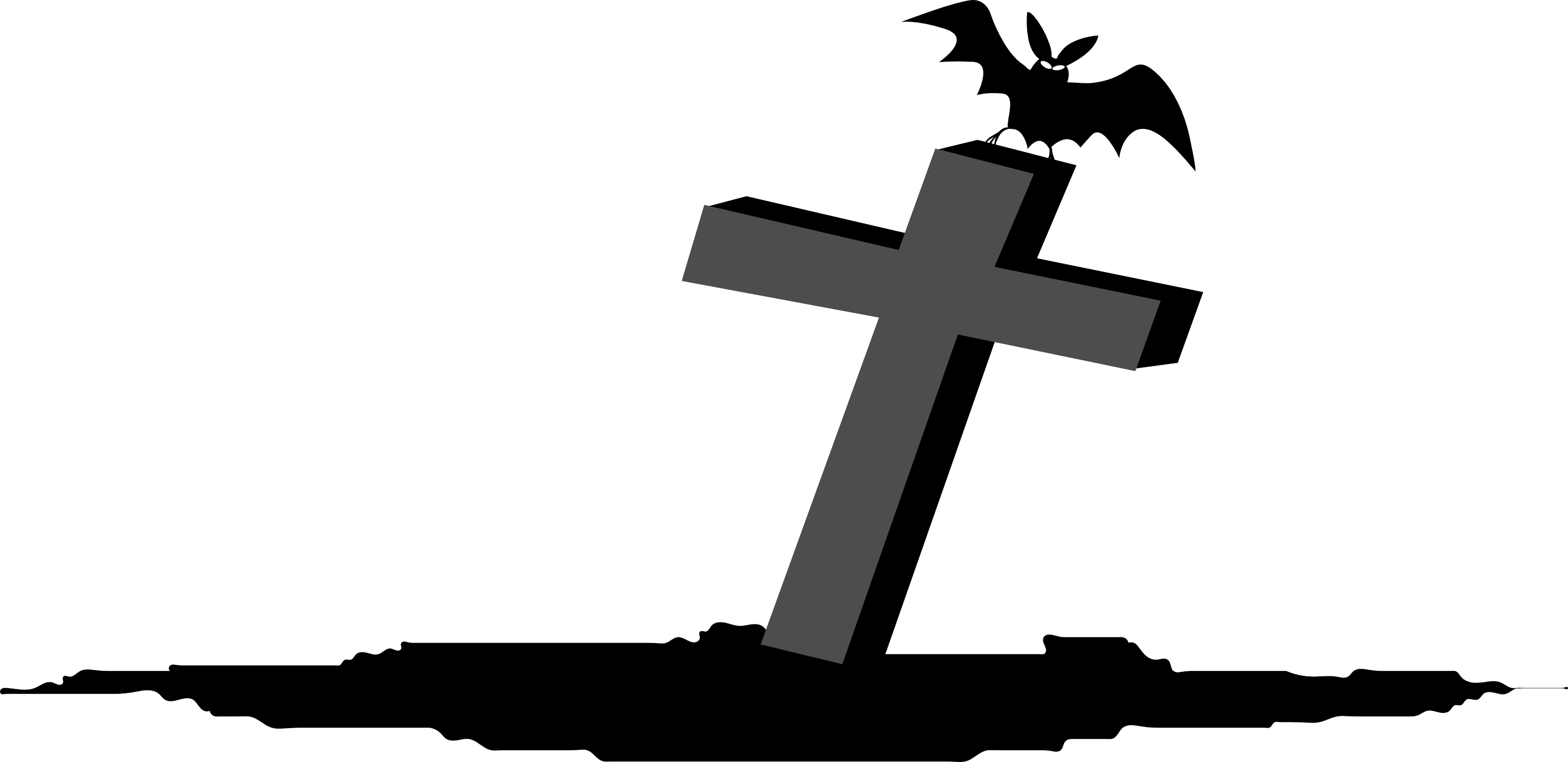 Bat On Tombstone - Free Halloween Vector Clipart Illustration by 0001129