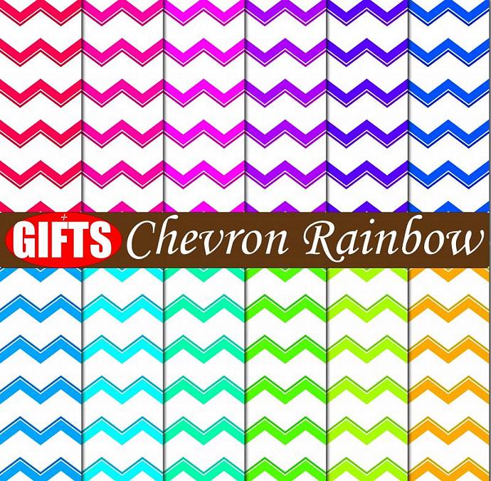 Rainbow Chevron digital paper fabric print mixed by DIGIFT on Zibbet