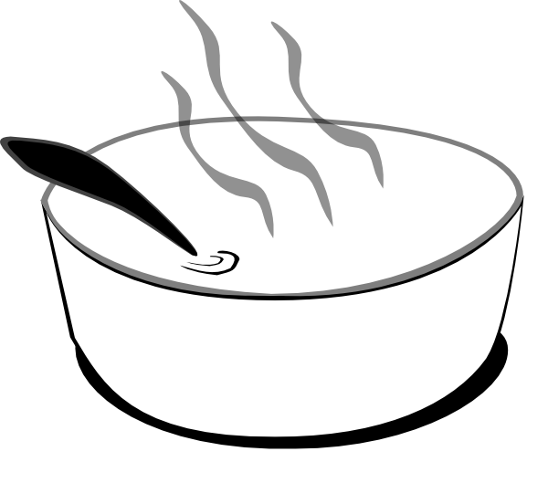 Bowl of soup clipart black and white