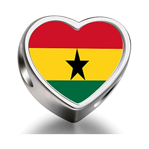 Amazon.com: Burning Love Ghana flag Heart Photo Charm Beads: Jewelry