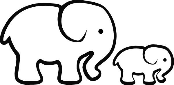 Baby elephant clipart black and white