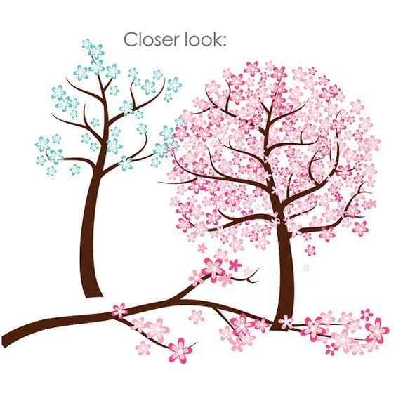 Pink flower tree clipart
