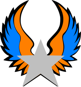 Orange And Blue Star Wings Clip Art - vector clip art ...