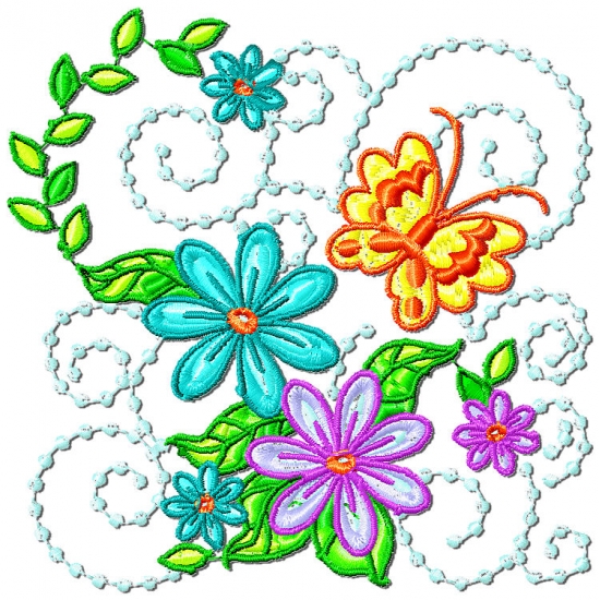 Pamela's Embroidery - Butterfly Flower Block - Clipart Best - Clipart Best