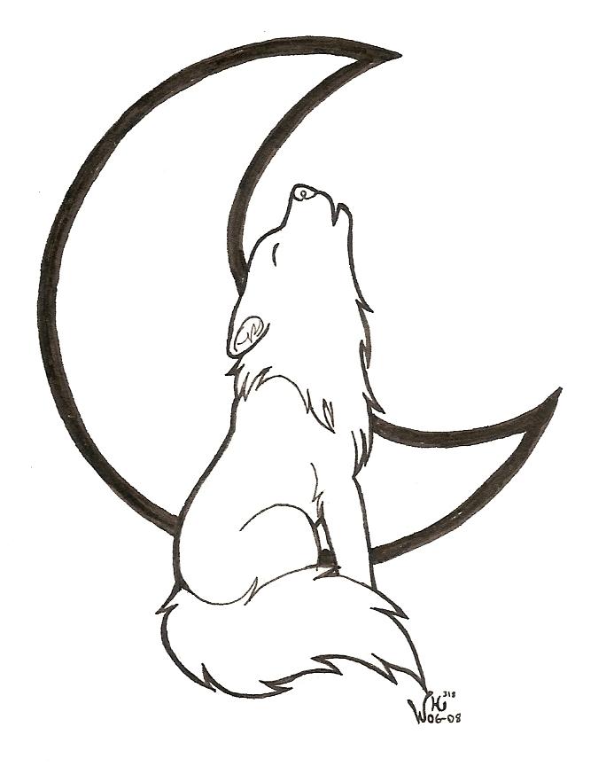 wolf howling drawing easy
