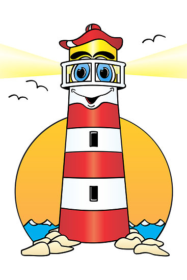 Lighthouse Cartoon White Red" by Graphxpro | Redbubble