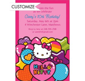 Custom Rainbow Hello Kitty Invitations & Thank You Notes - Party City