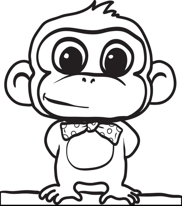 Baby Monkey Coloring Pages for Free Baby Monkey Coloring For ...