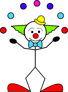 Clown Cartoon Clipart Image - Stick Figure Clown Juggling