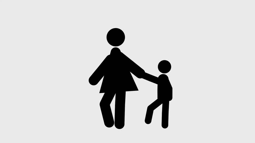 Pictogram woman walking with child, animation gait woman and child ...